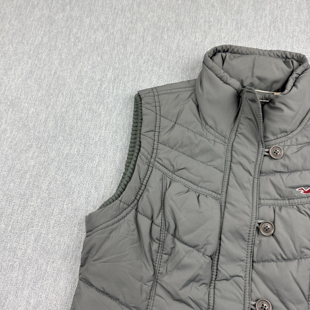 Hollister Vest Womens Medium Gray Puffer Waterfowl Feather Down Full Zip Outdoor - Picture 3 of 11